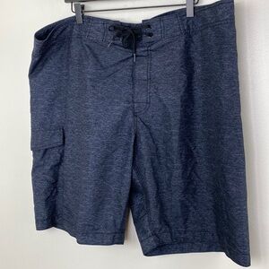 Old Navy Mens Heathered Charcoal Cargo Swim Shorts XXL Quick-Dry Polyester